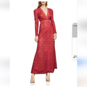 BCBG Max Azria Red Mosaic lace dress XS